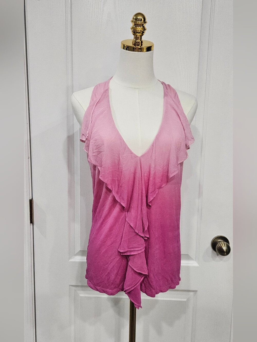Kenneth Cole Pink Ombre Ruffle Tank Top
